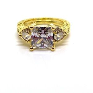 Gold Art Deco Diamond Ring Princess Cut Diamond​
